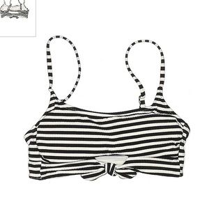 Xhiliaration Black & White Striped Bikini Top